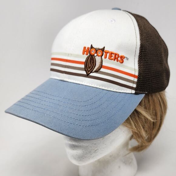 Hooters Other - Hooters Cap Unisex One Size Rare Sample Hat Blue Brown Stripes Embroidered Owl